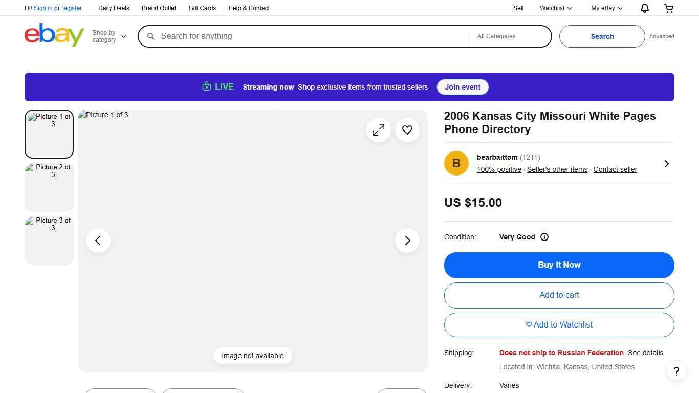 2006 Kansas City Missouri White Pages Phone Directory eBay